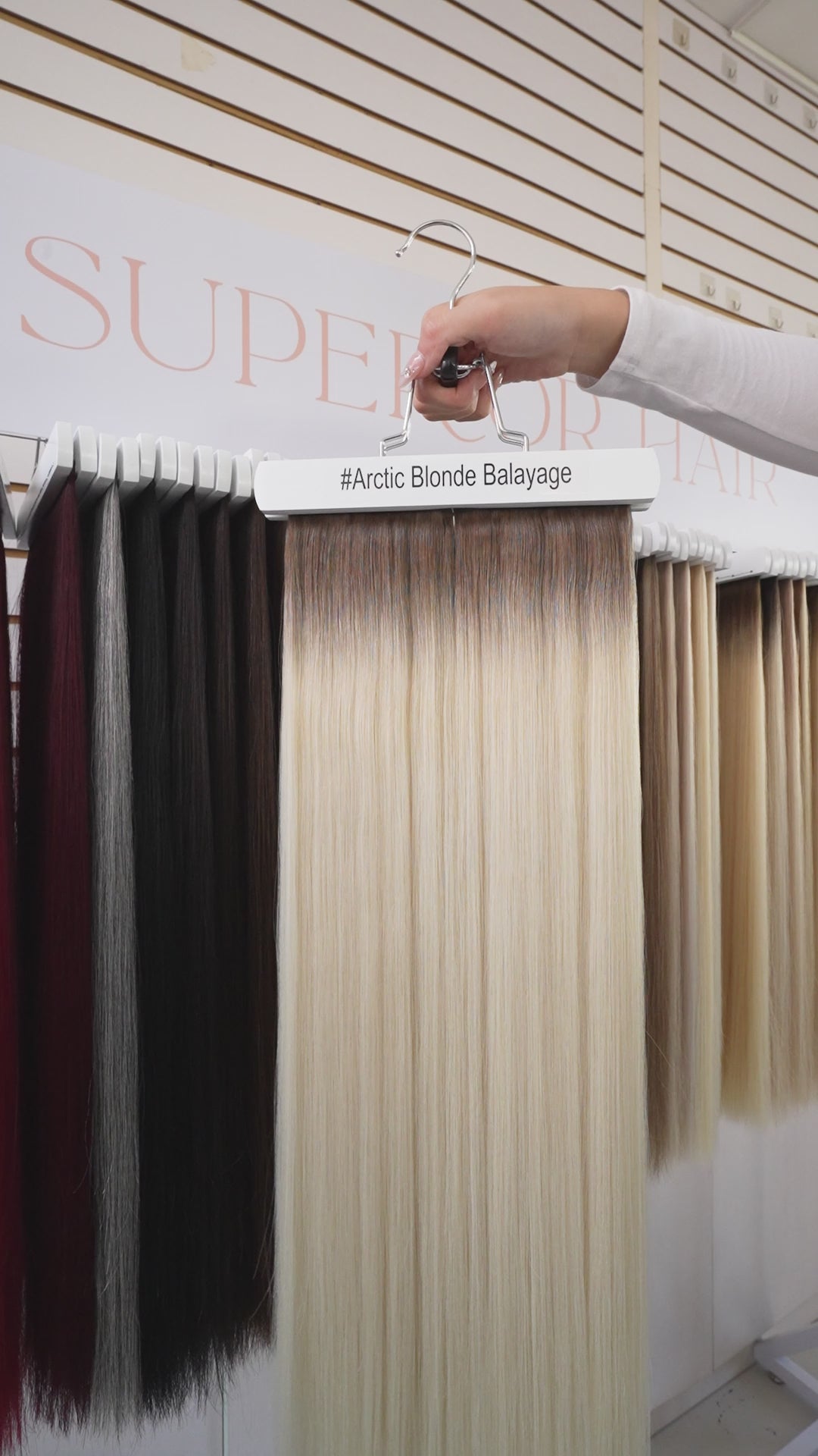 Load video: #Arctic Blonde Balayage Genius Weft Extensions