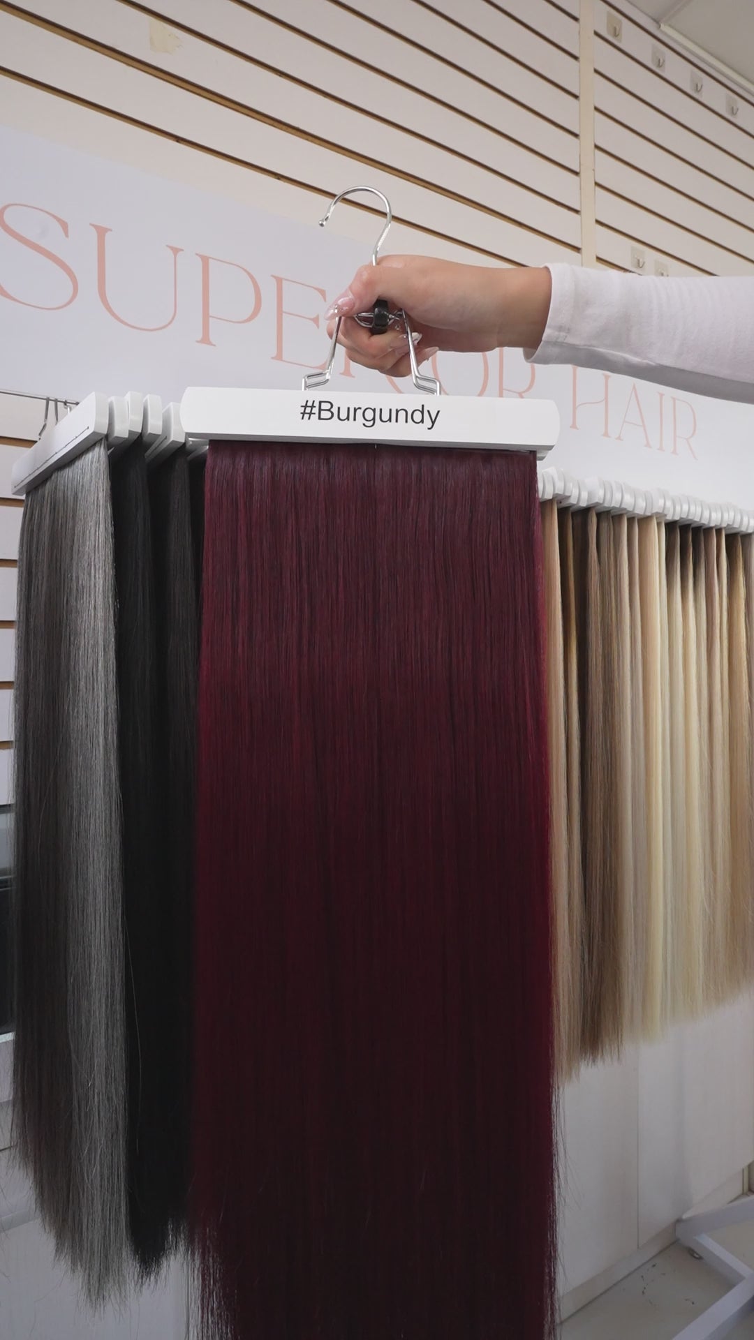 Load video: #Burgundy Classic Clip In Hair Extensions 9pcs