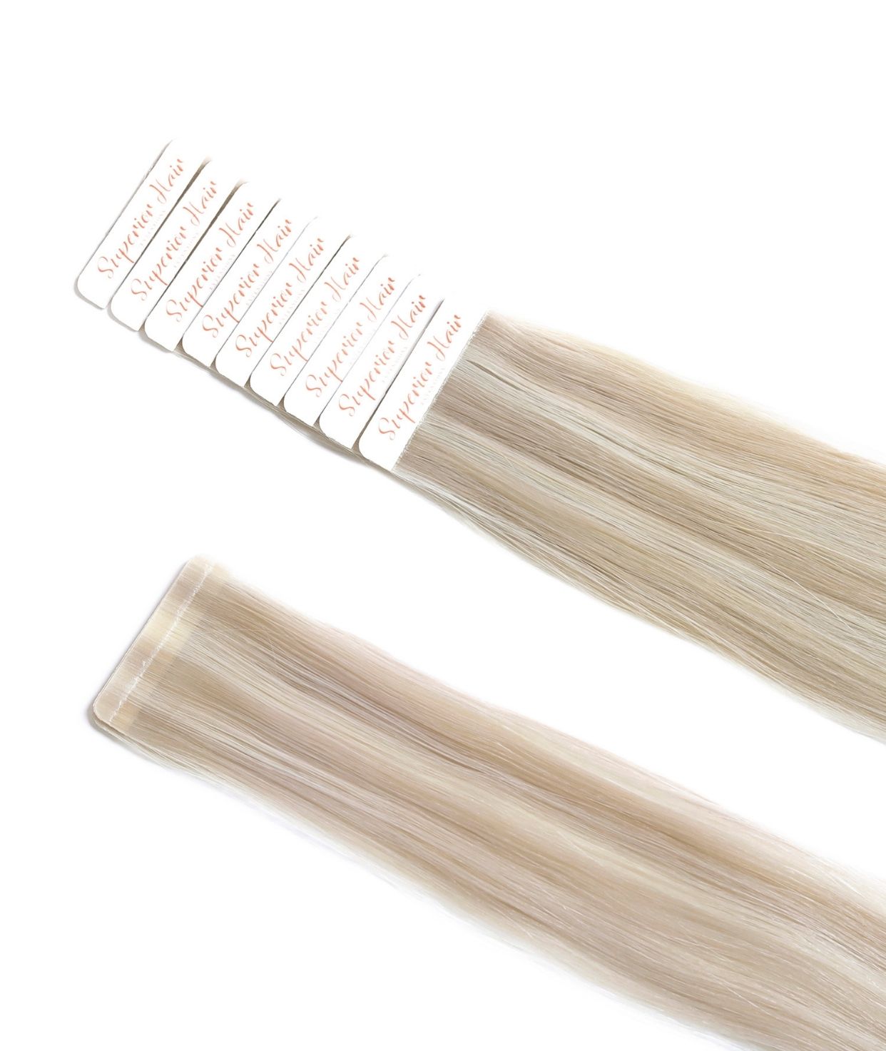 #18/60 Pearl Ash Blonde Highlights Seamless Tape In Hair Extensions
