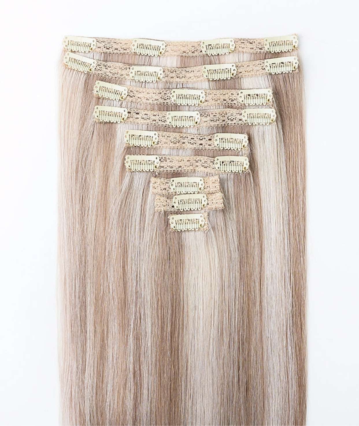 #18/60 Pearl Ash Blonde Highlights Classic Clip In Hair Extensions 9pcs