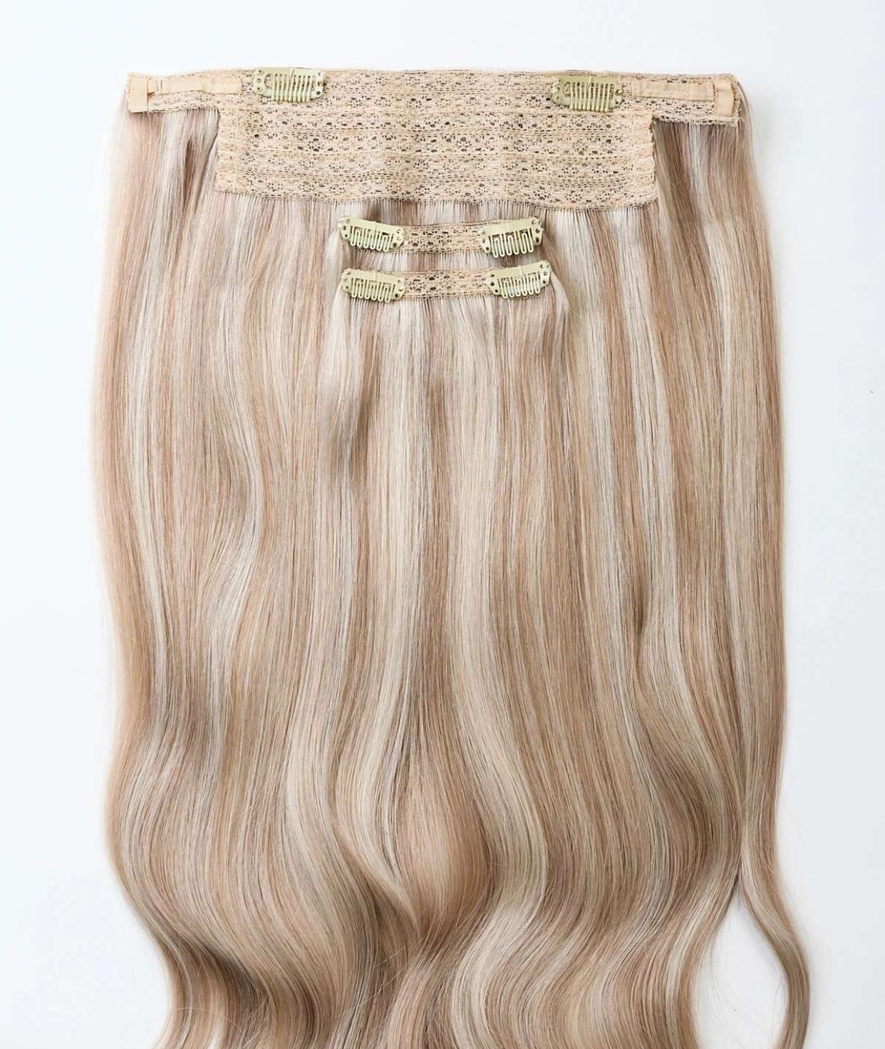 #18/60 Pearl Ash Blonde Highlights Classic Halo Hair Extensions