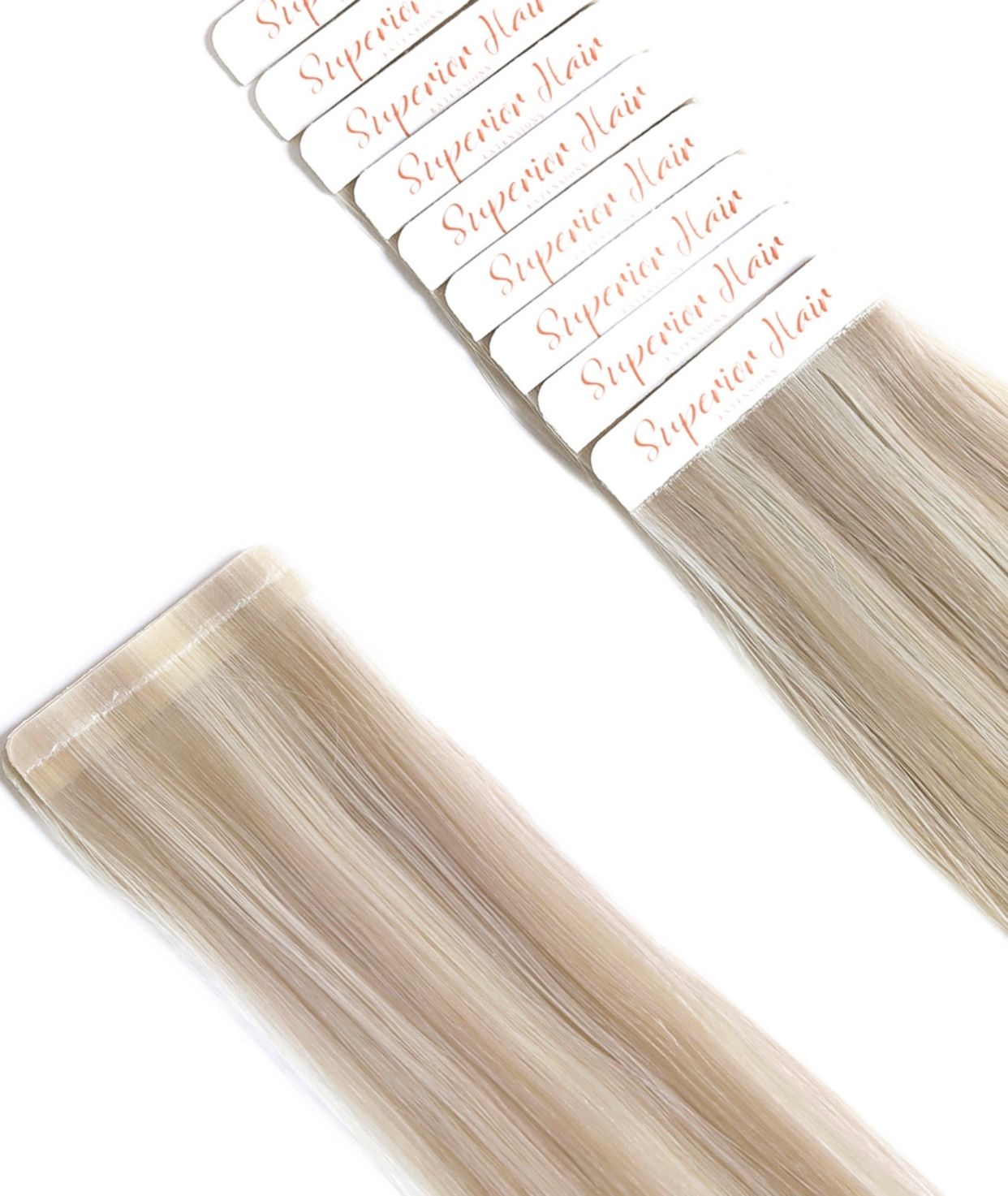 #18/60 Pearl Ash Blonde Highlights Seamless Tape In Hair Extensions