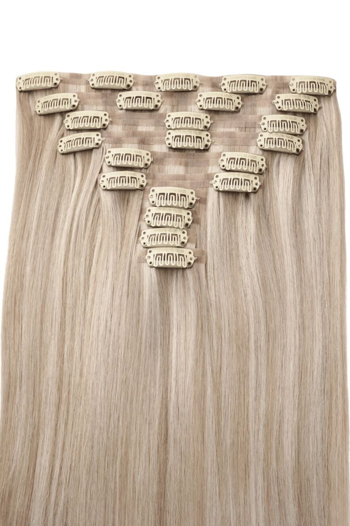 #18/60 Pearl Ash Blonde Highlights Seamless Clip In