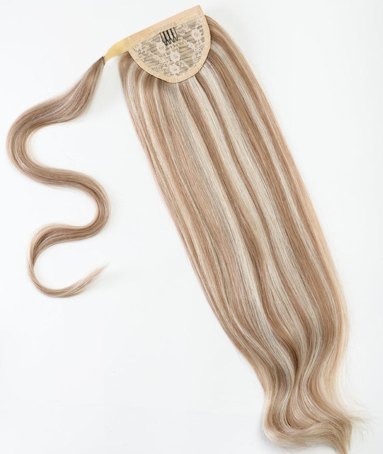 #18/60 Pearl Ash Blonde Highlights Ponytail Extensions