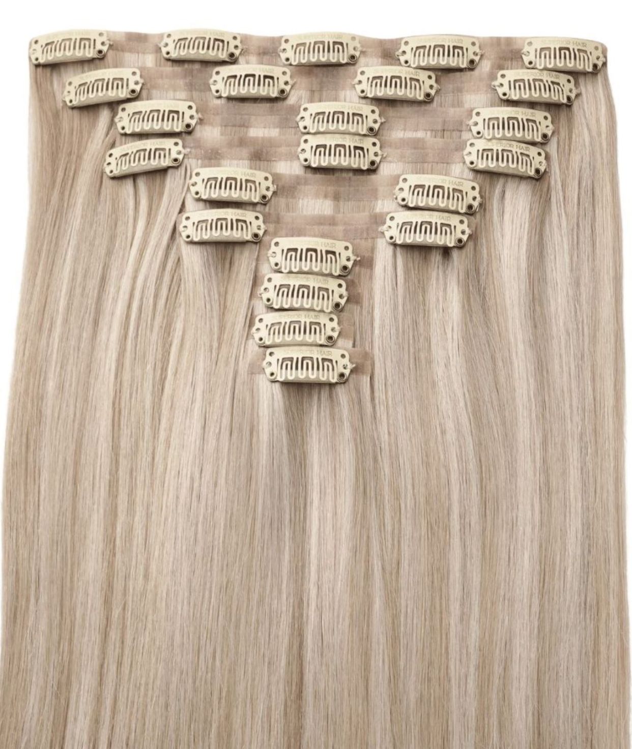 #18/60 Pearl Ash Blonde Highlights Seamless Clip In