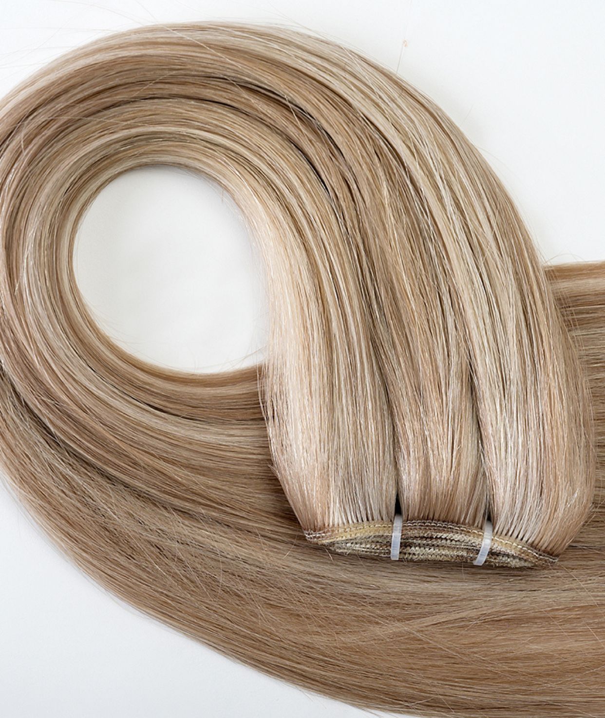 #18/60 Pearl Ash Blonde Highlights Machine Weft Extensions