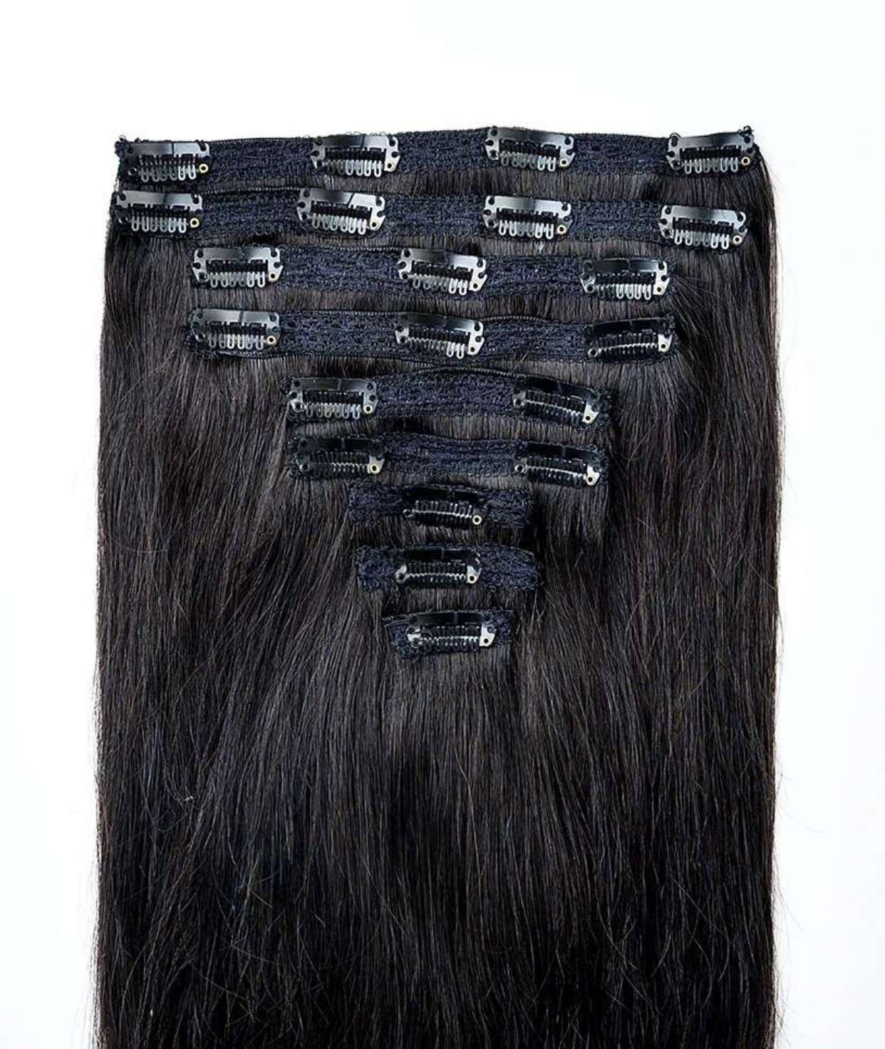 #1B Off-Black Classic Clip In Hair Extensions 9pcs