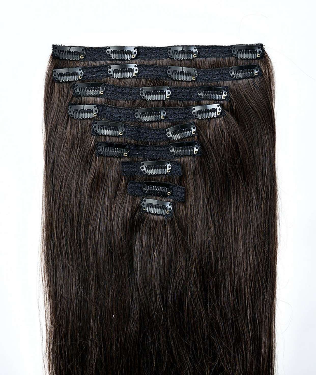 #1BL Darkest Brown Classic Clip In Hair Extensions 9pcs