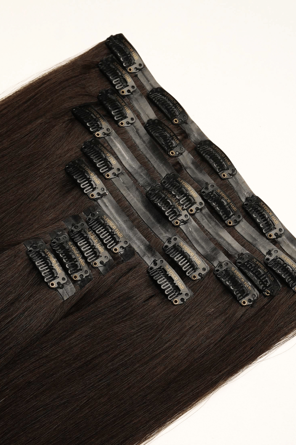 #1BL Darkest Brown Seamless Clip In Hair Extensions