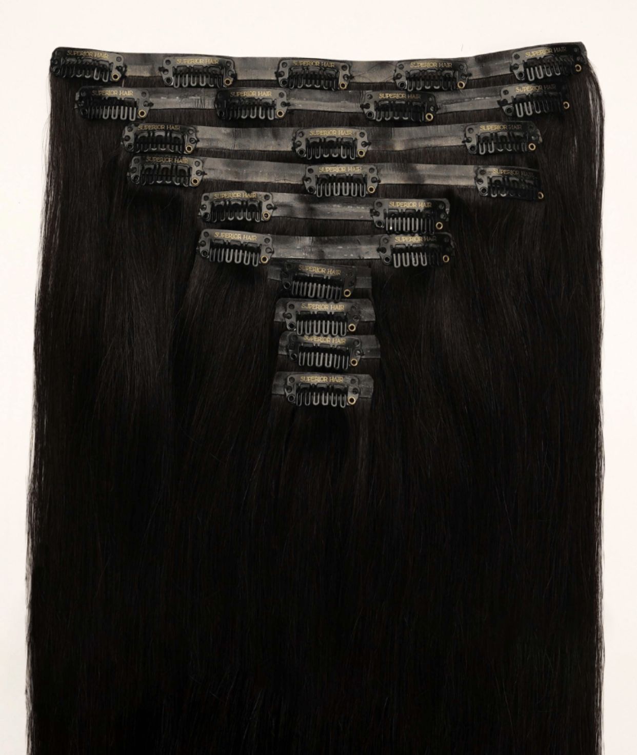 #1B Off-Black Seamless Clip In Hair Extensions
