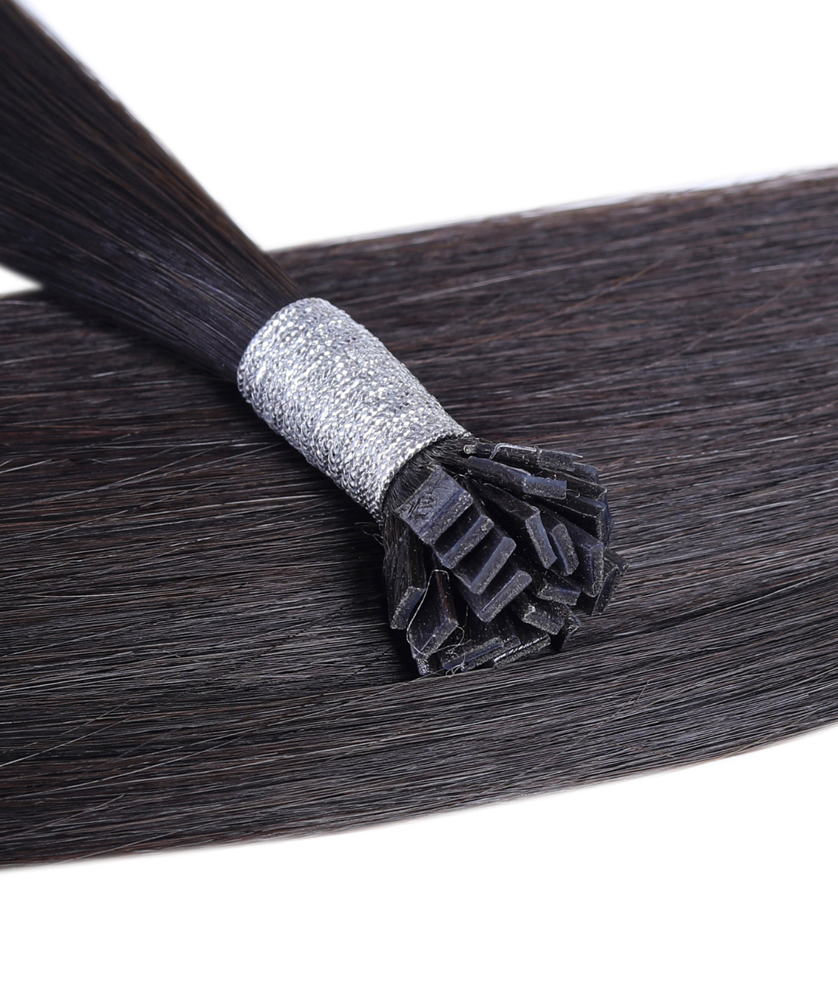 #1BL Darkest Brown Flat Tip Hair Extensions