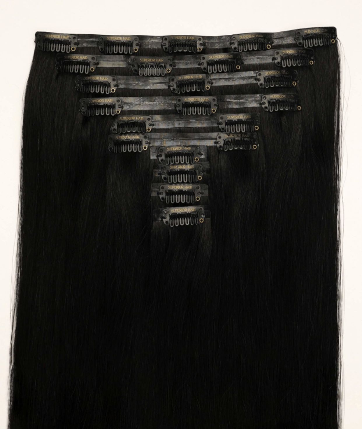 #1 Jet Black Seamless Clip In Hair Extensions
