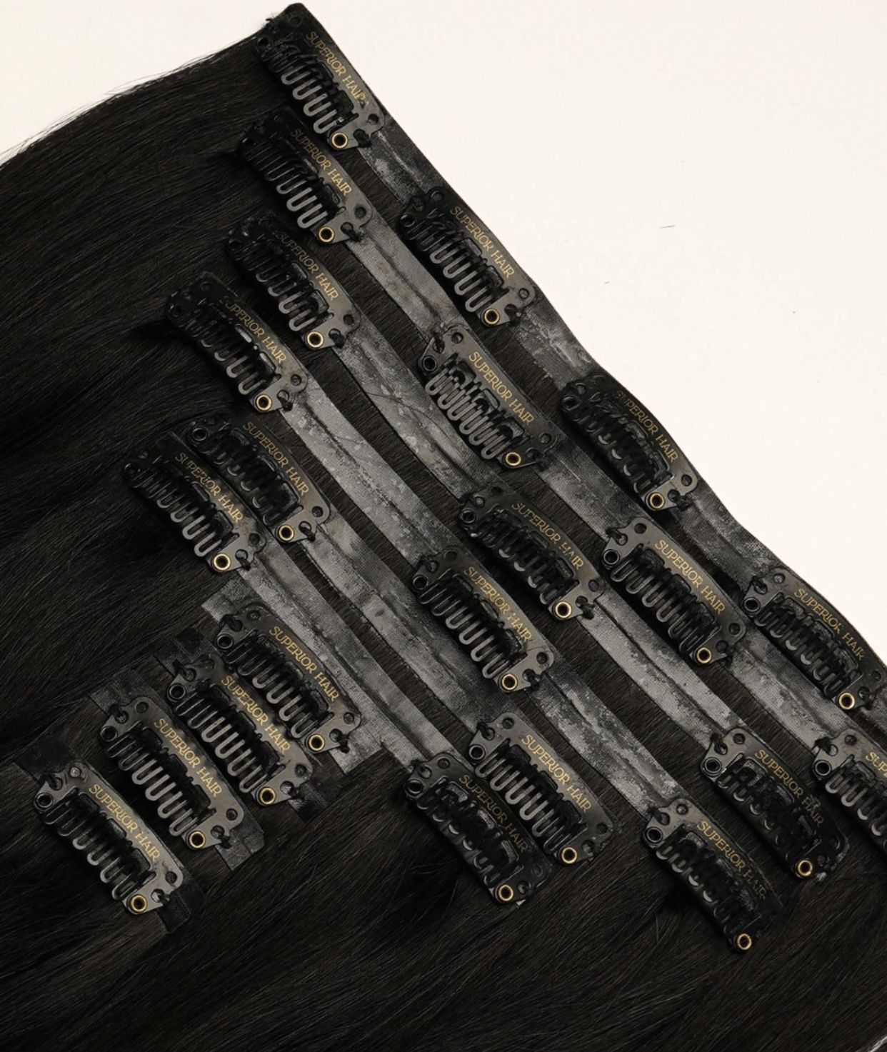 #1 Jet Black Seamless Clip In Hair Extensions