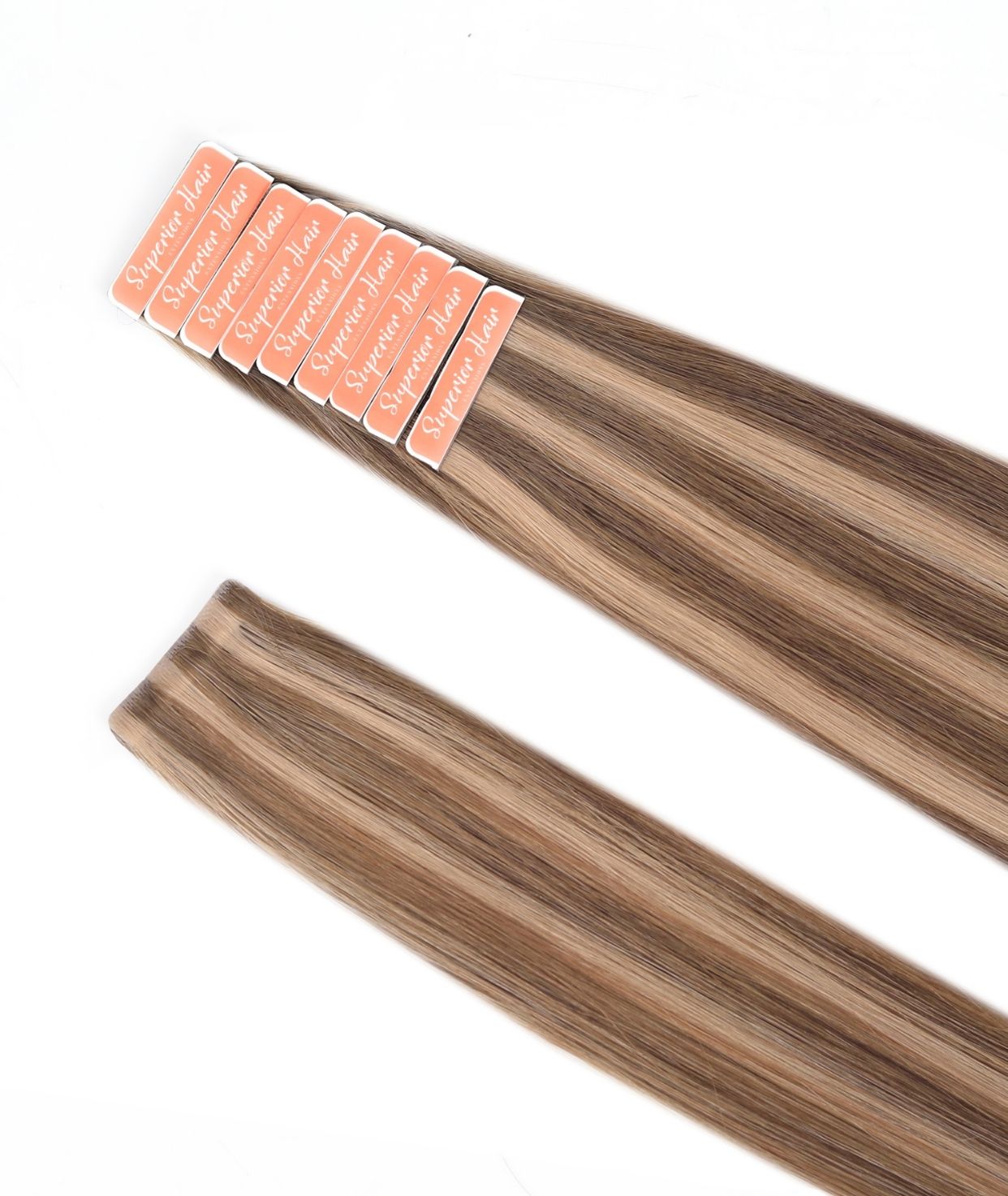 #Chestnut Brown Highlights Invisi Tape Hair Extensions