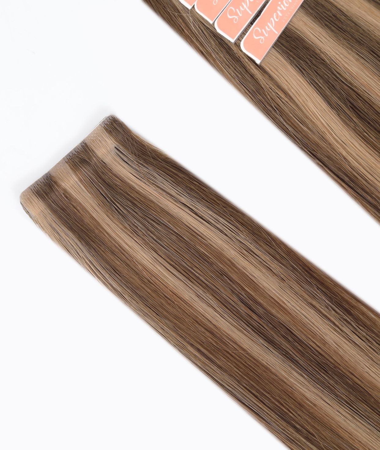 #Chestnut Brown Highlights Invisi Tape Hair Extensions