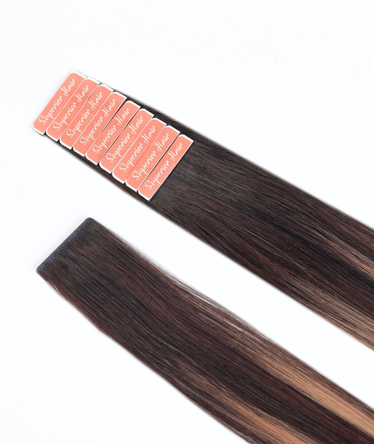 #Dark Ash Brown Balayage Invisi Tape Hair Extensions