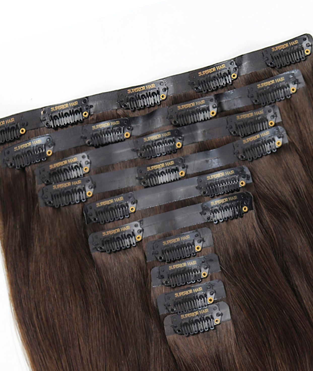 #Dark Ash Brown Balayage Seamless Clip In Hair Extensions