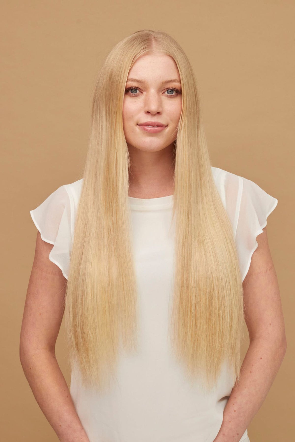 #613 Platinum Blonde Seamless Clip In Hair Extensions