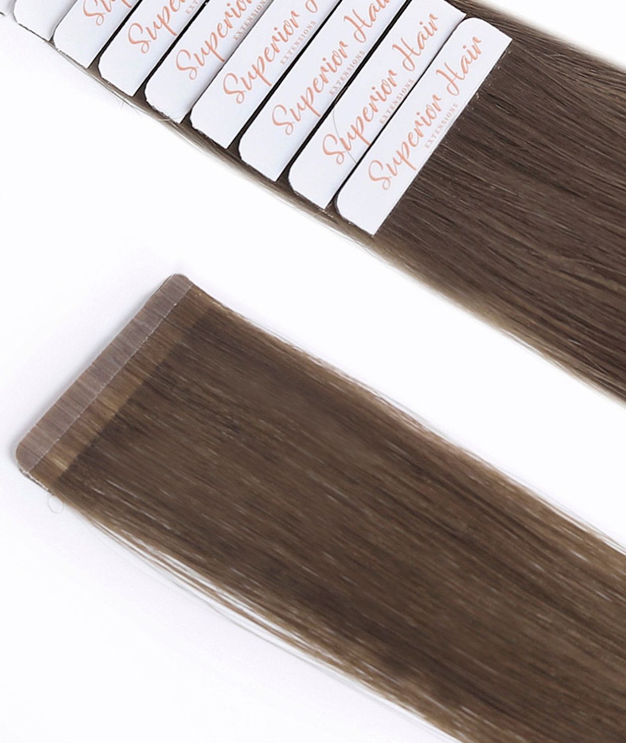 #8 Natural Light Brown Seamless Tape In Hair Extensions