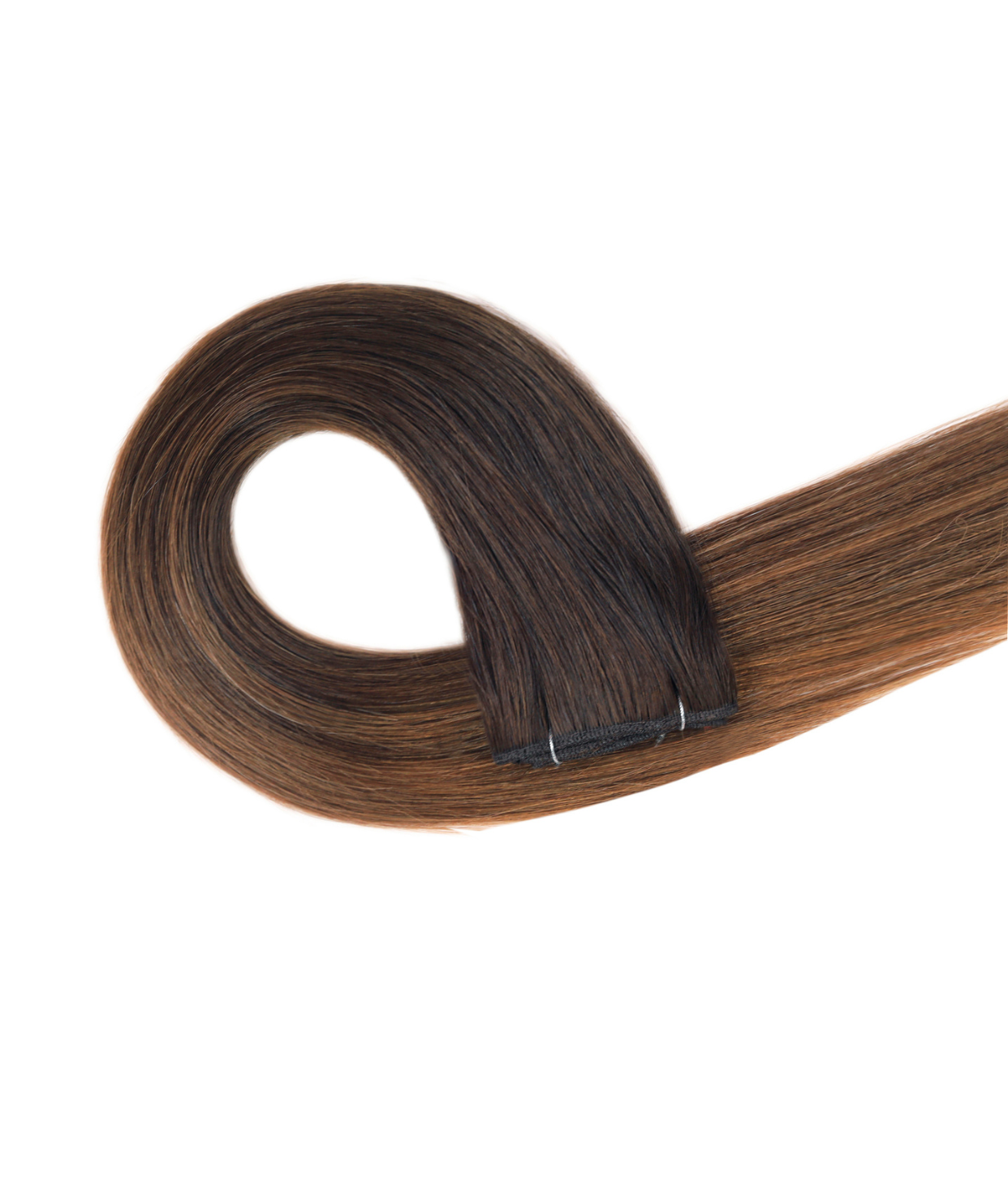 #Chocolate Brown Balayage Machine Weft Hair Extensions