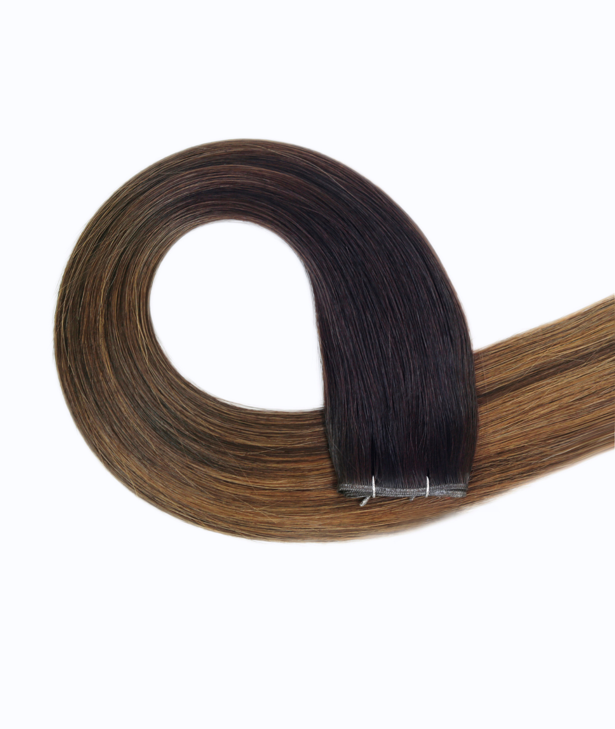 #Dark Brown Balayage Genius Weft Extensions