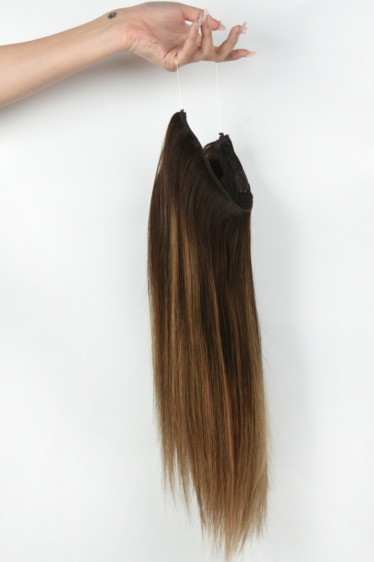 #Dark Ash Brown Balayage Classic Halo Hair Extensions