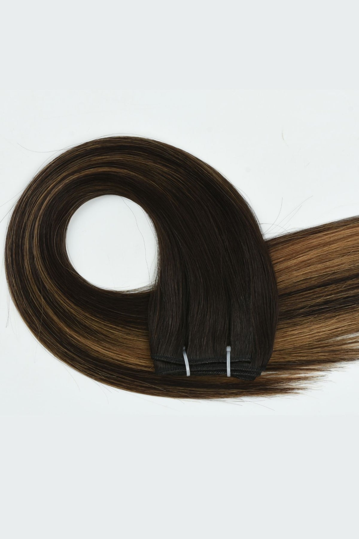 #Dark Ash Brown Balayage Machine Weft Extensions