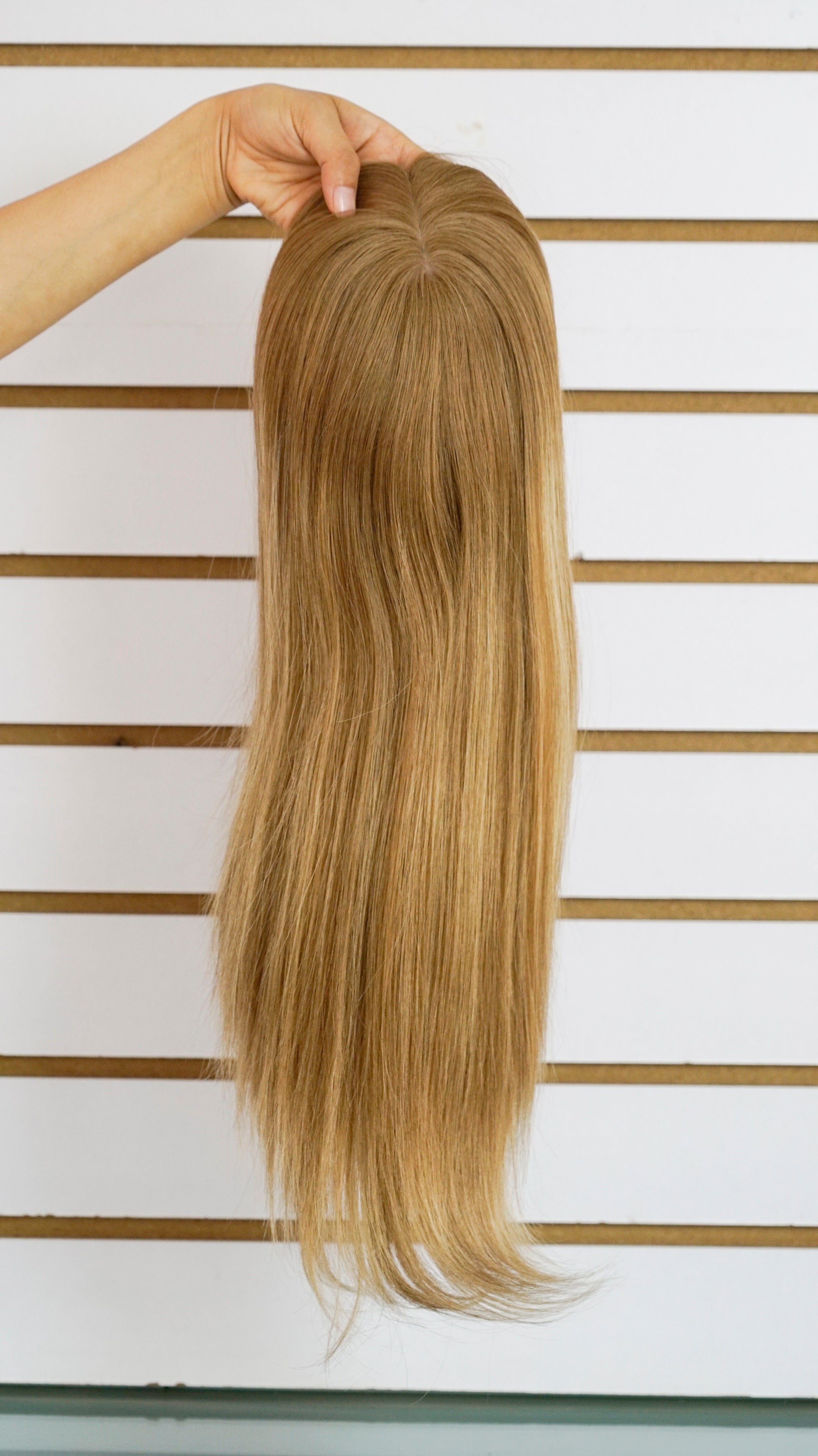 Dark Blonde Balayage Woman's Injection Human Hair Topper