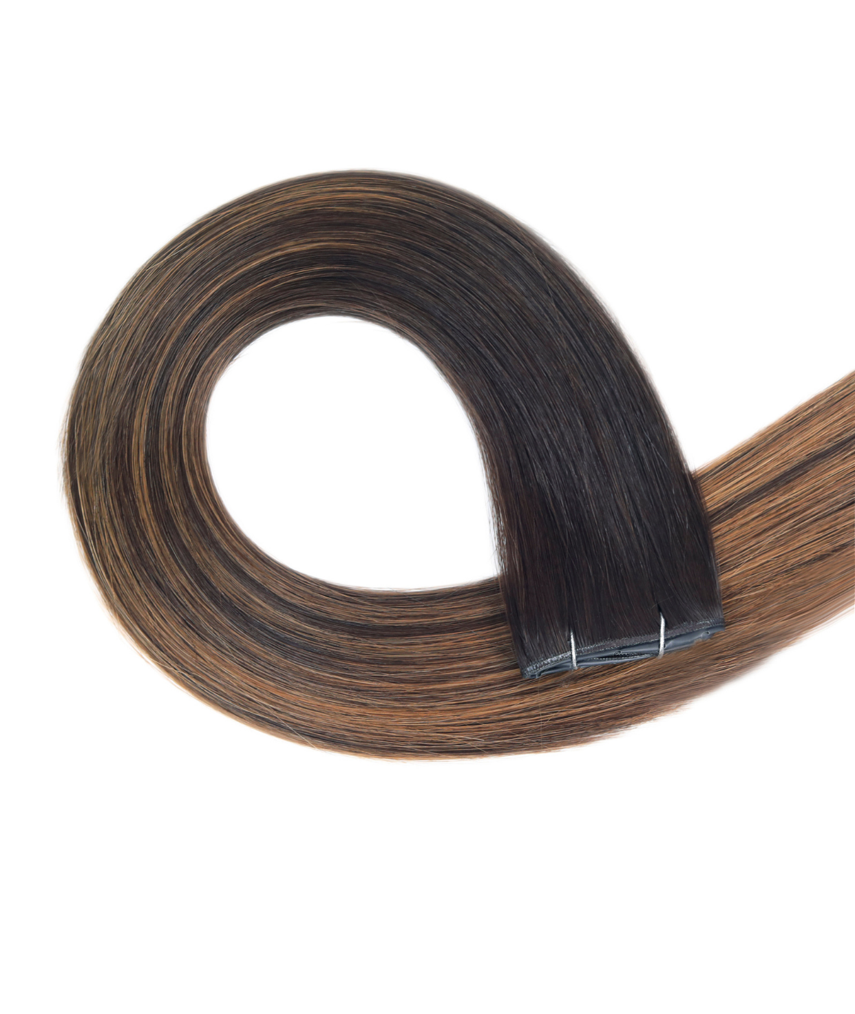 #Dark Brown Balayage Butterfly Genius Weft Extensions