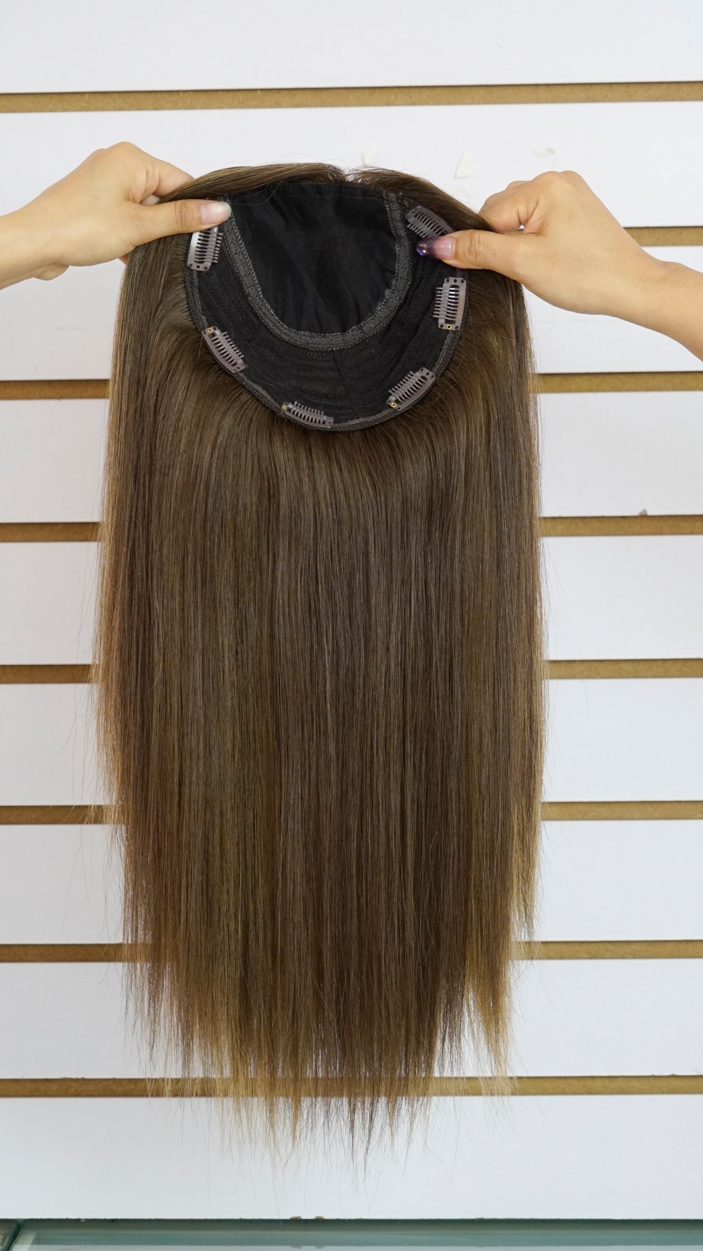 Dark Brown Balayage Woman's Injection Human Hair Topper