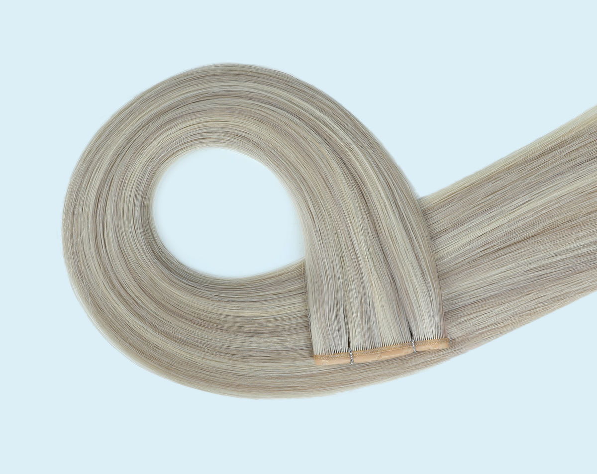 #18/60 Pearl Ash Blonde Highlights Butterfly Weft Extensions