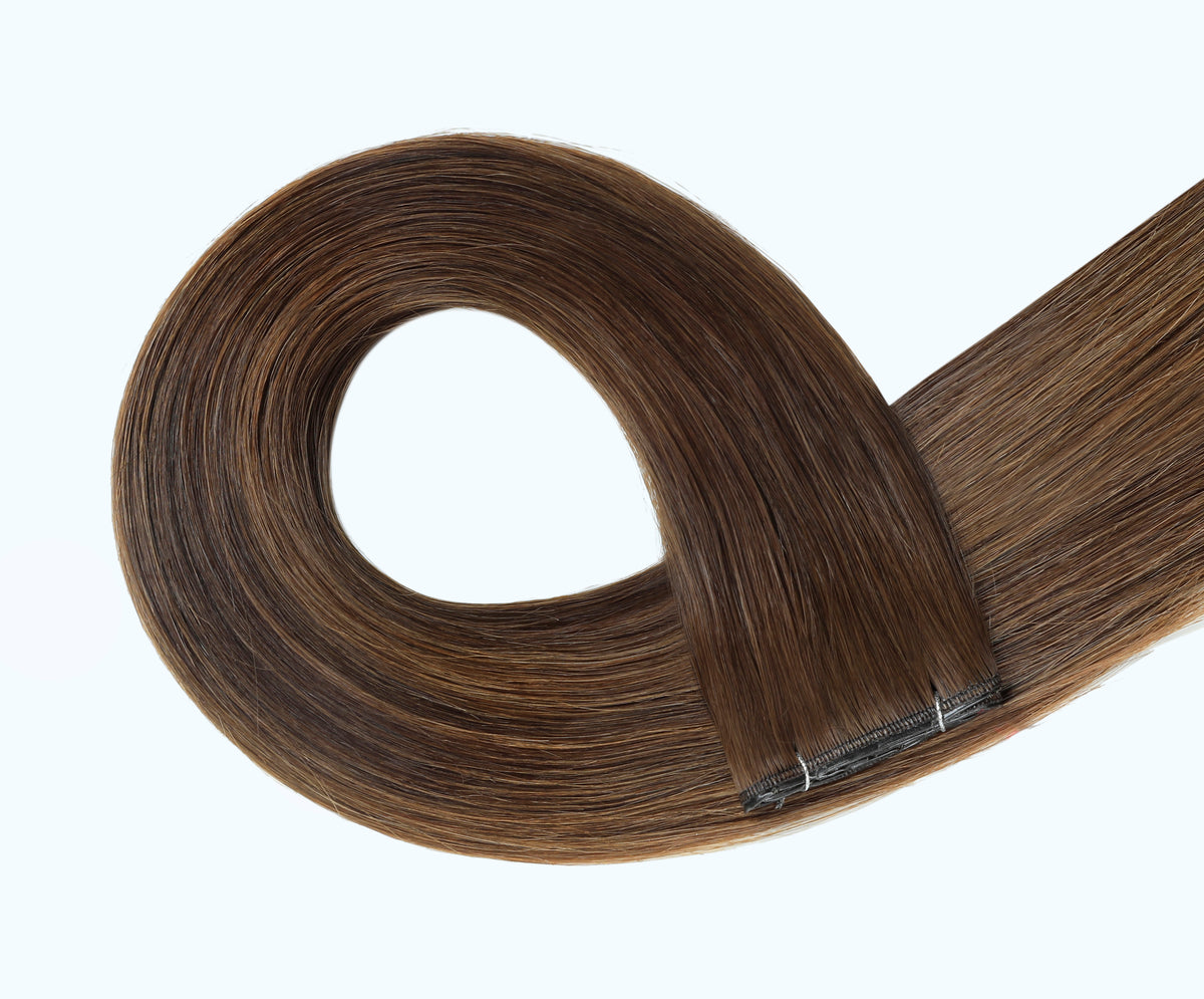 #Chocolate Brown Balayage Butterfly Weft Extensions