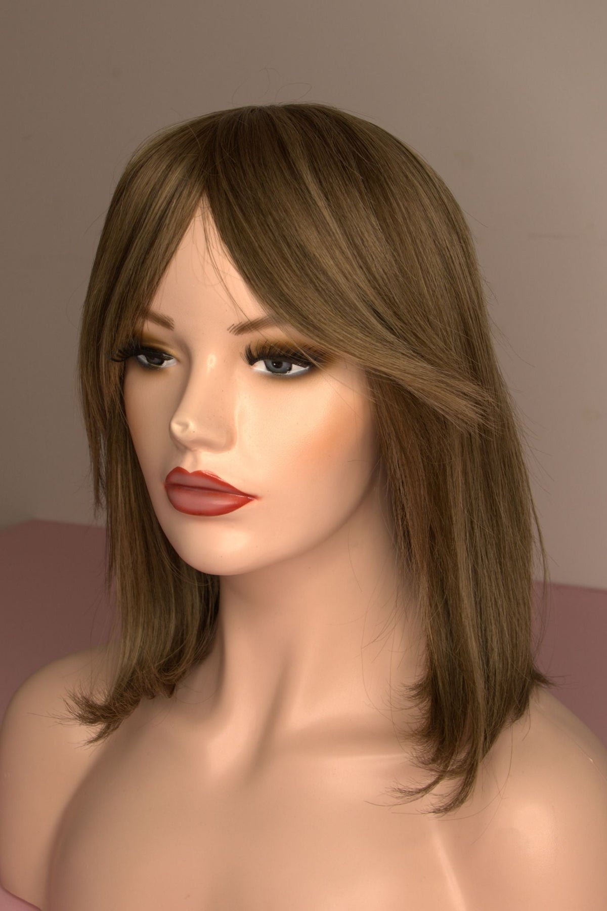 Chestnut Brown Highlights Mono Top Human Hair Wig