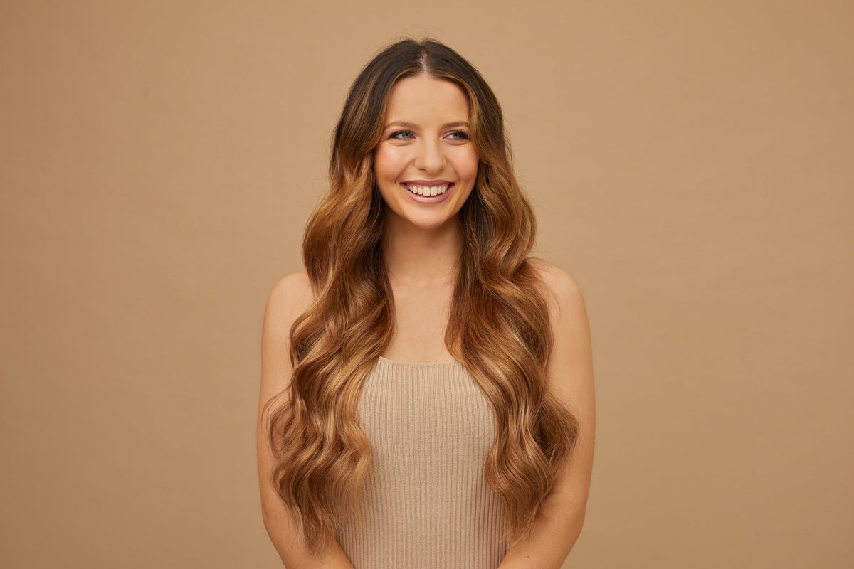 #Chestnut Brown Highlights Micro Bead ITips Extensions