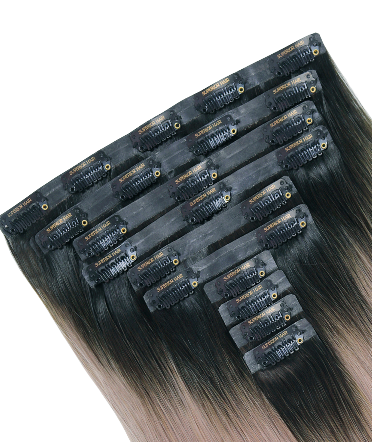 #Smokey Ombre Seamless Clip In Hair Extensions