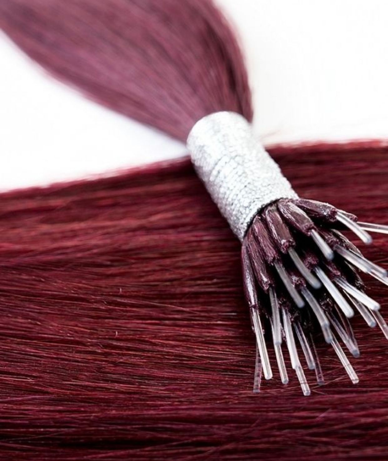 #Burgundy Nano Tip Hair Extensions