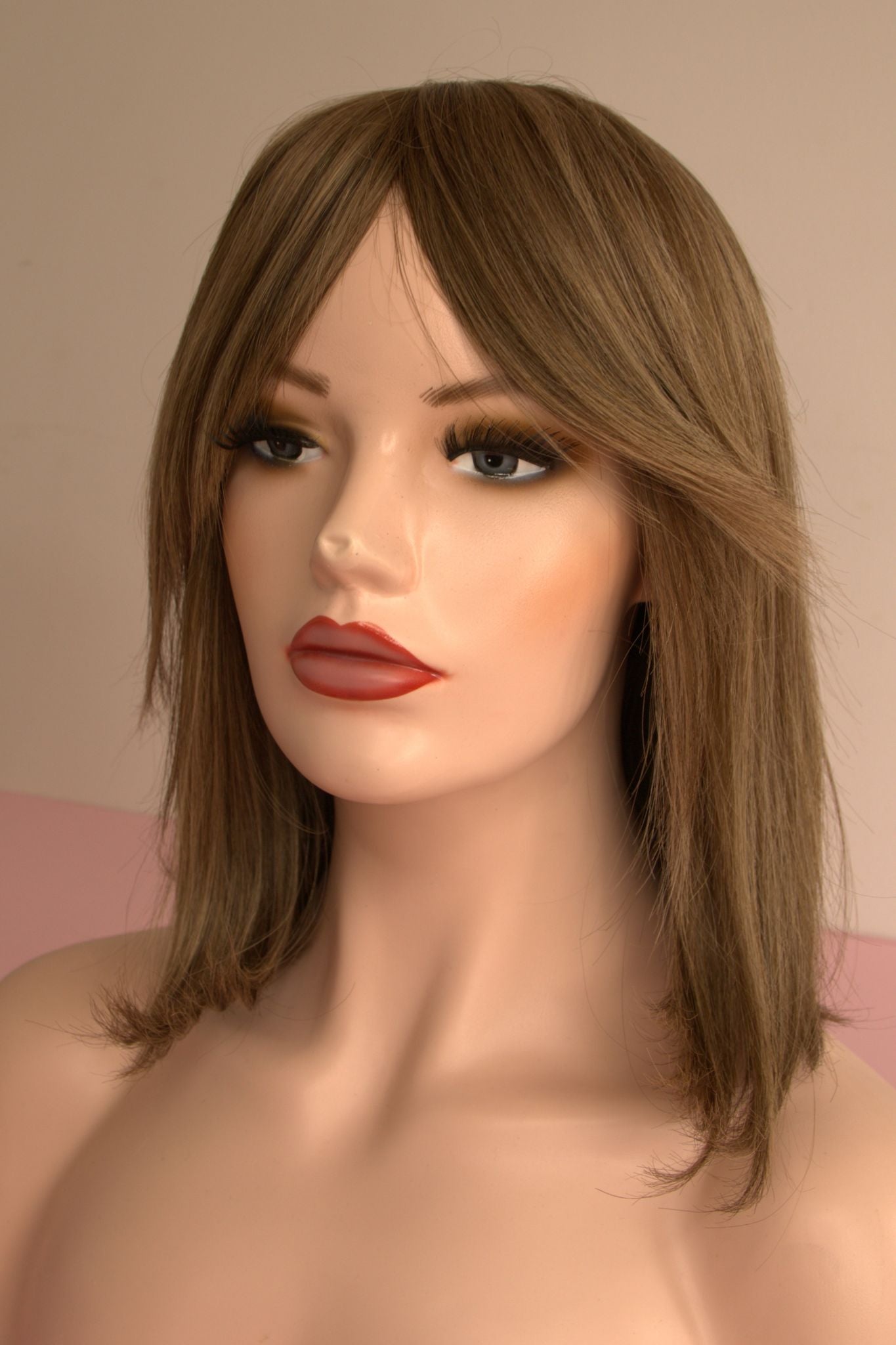 Chestnut Brown Highlights Mono Top Human Hair Wig