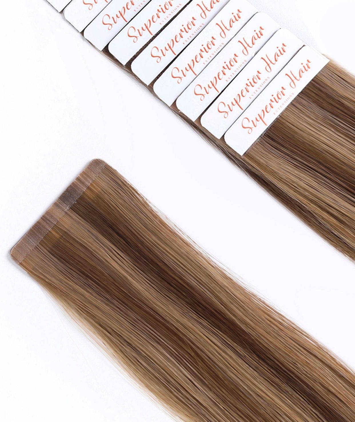 #Chestnut Brown Highlights Seamless Tape In Hair Extensions