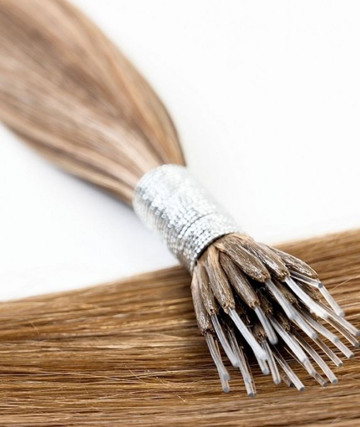 #Chestnut Brown Highlights Nano Tip Hair Extensions