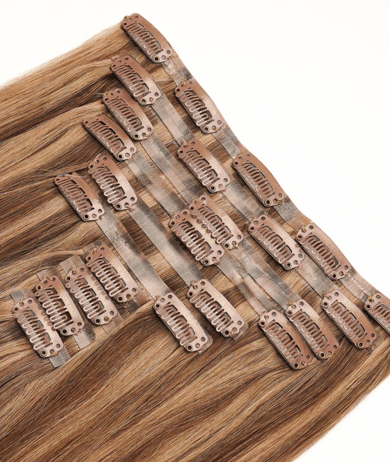#Chestnut Brown Highlights Seamless Clip In Hair Extensions