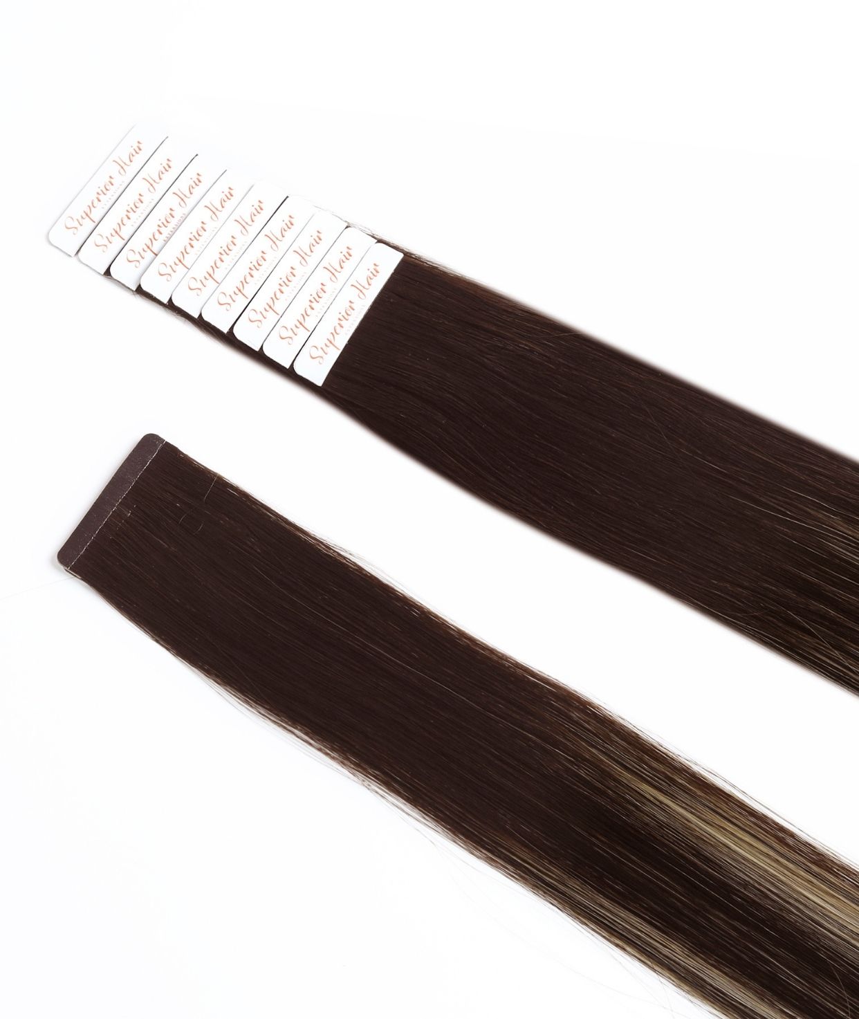 #Dark Ash Brown Balayage Seamless Tape In Hair Extensions