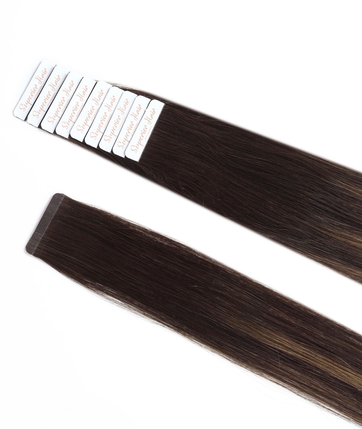 #Dark Brown Balayage Seamless Tape In Hair Extensions
