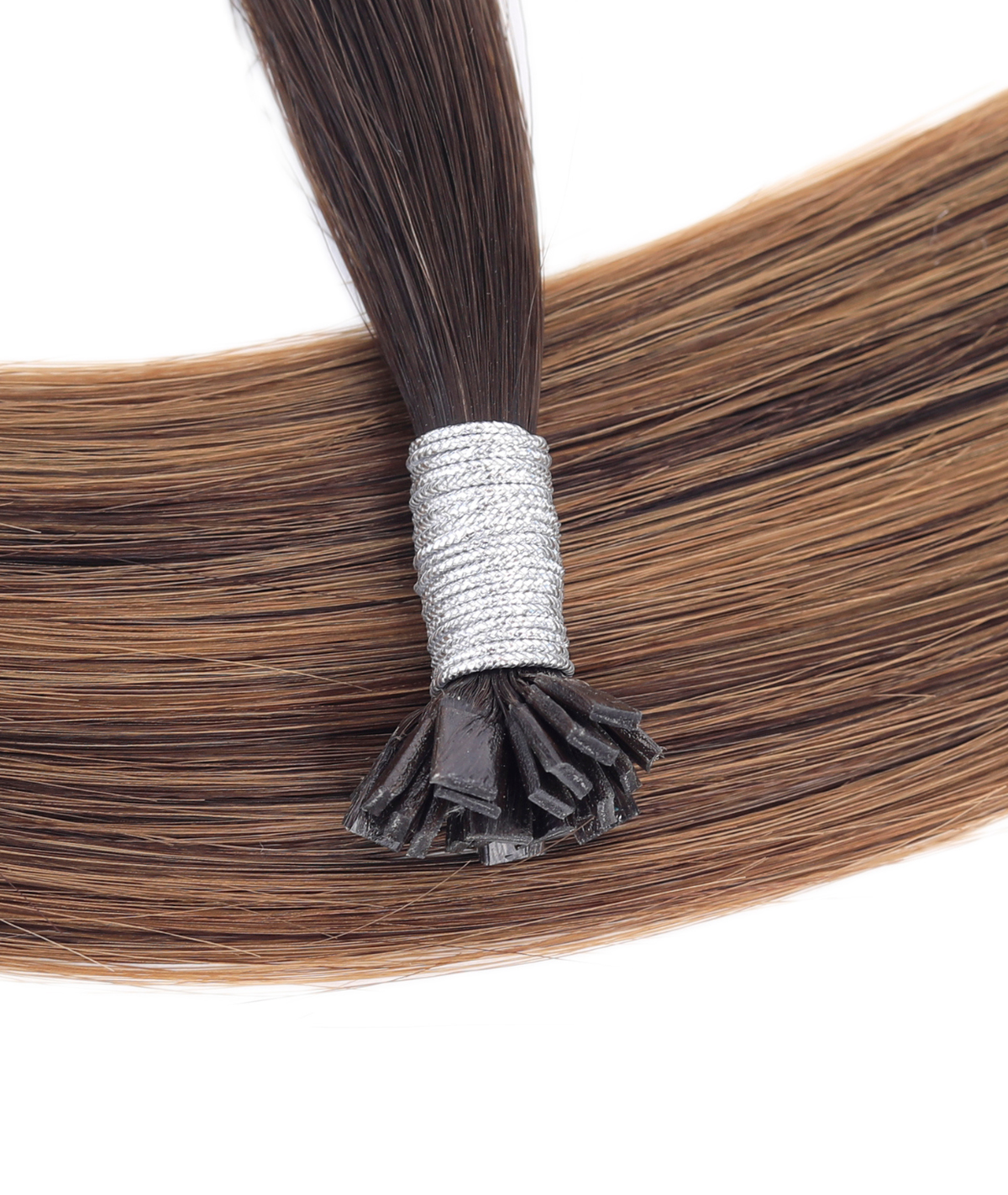 #Dark Brown Balayage Flat Tip Hair Extensions