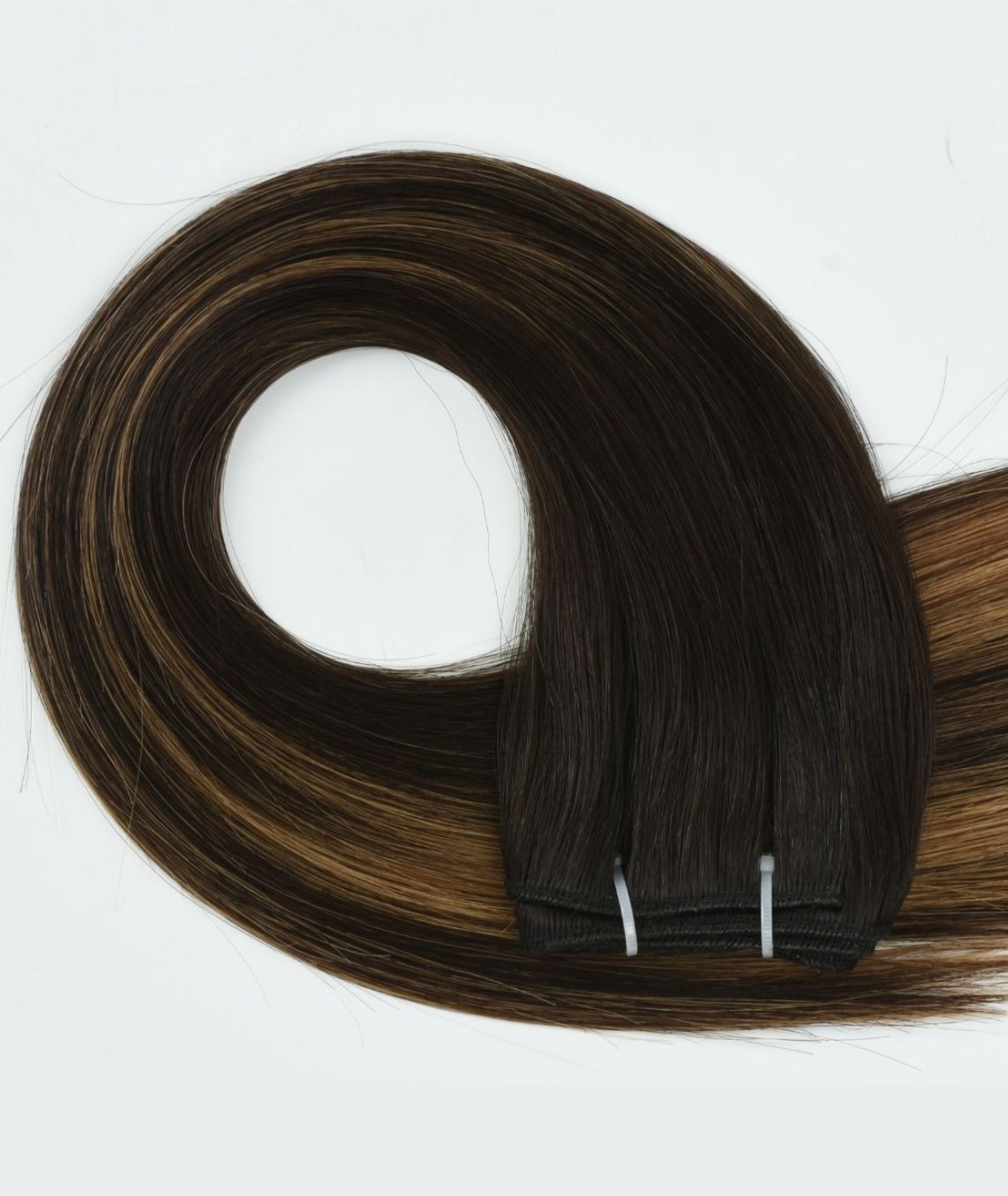 #Dark Ash Brown Balayage Machine Weft Extensions