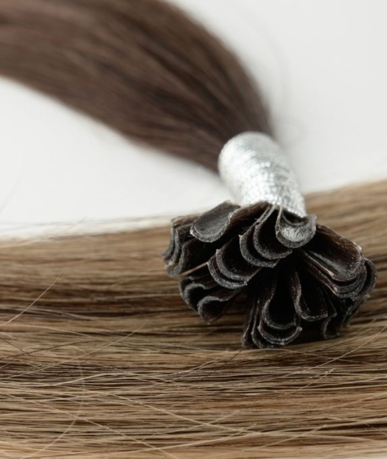 #Dark Ash Brown Balayage Pre Bonded U Tip Extensions