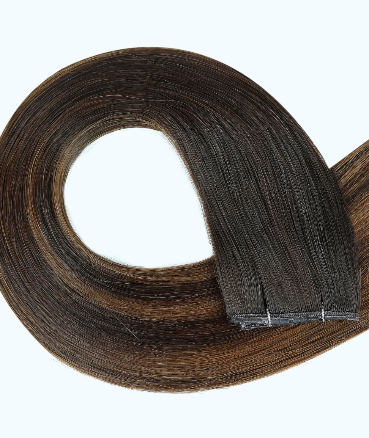 #Dark Brown Balayage Butterfly Genius Weft Extensions