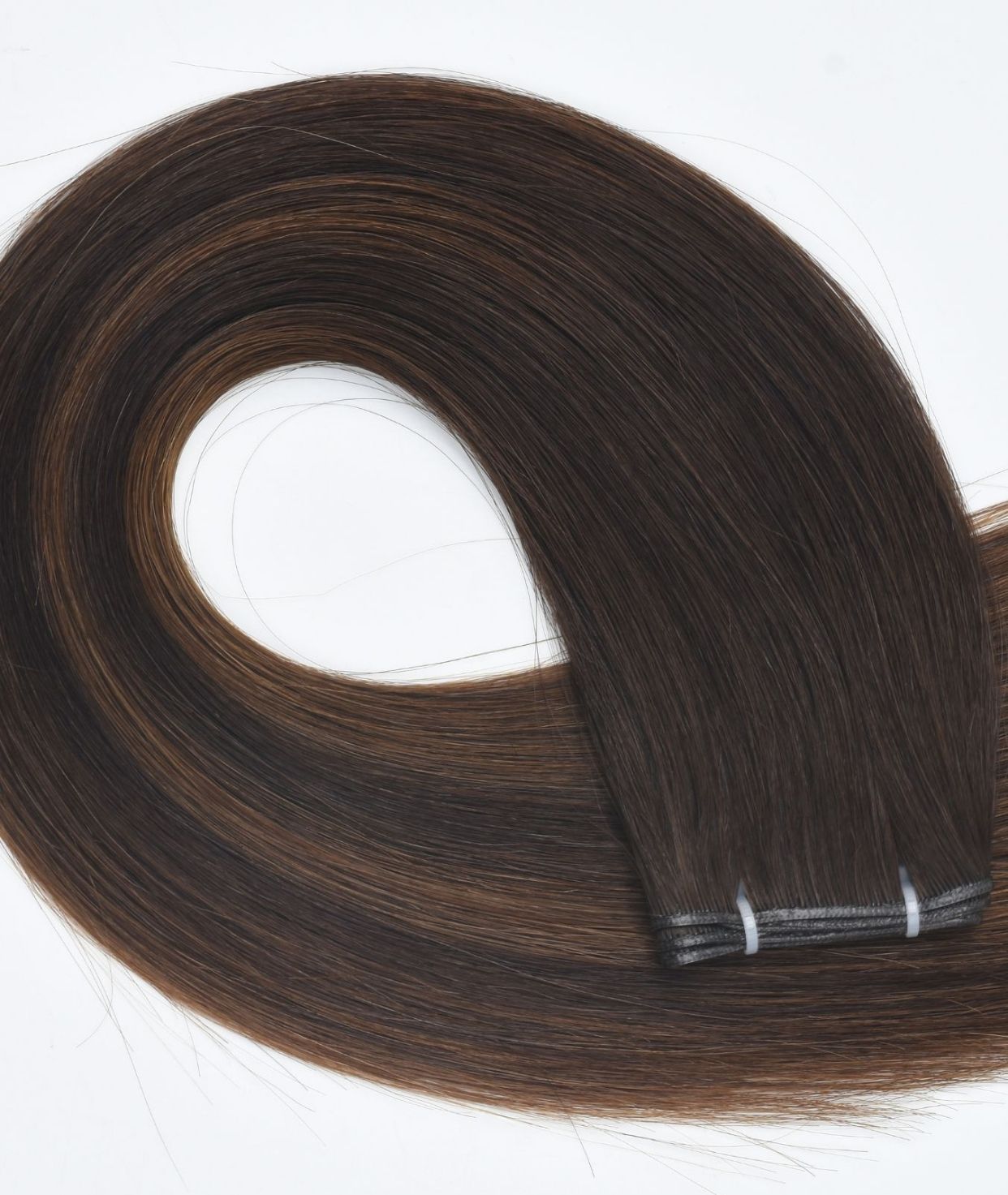 #Dark Brown Balayage Genius Weft Extensions