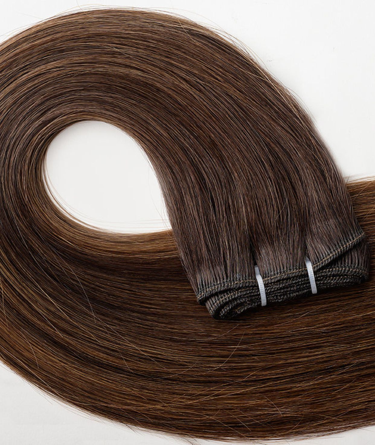 #Dark Brown Balayage Machine Weft Extensions