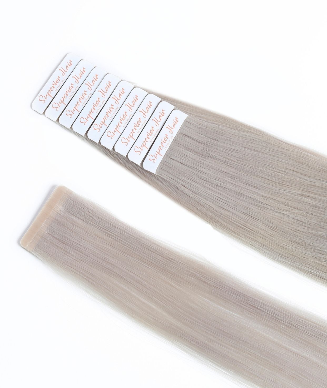 #Pearl Gray Seamless Tape In Hair Extensions