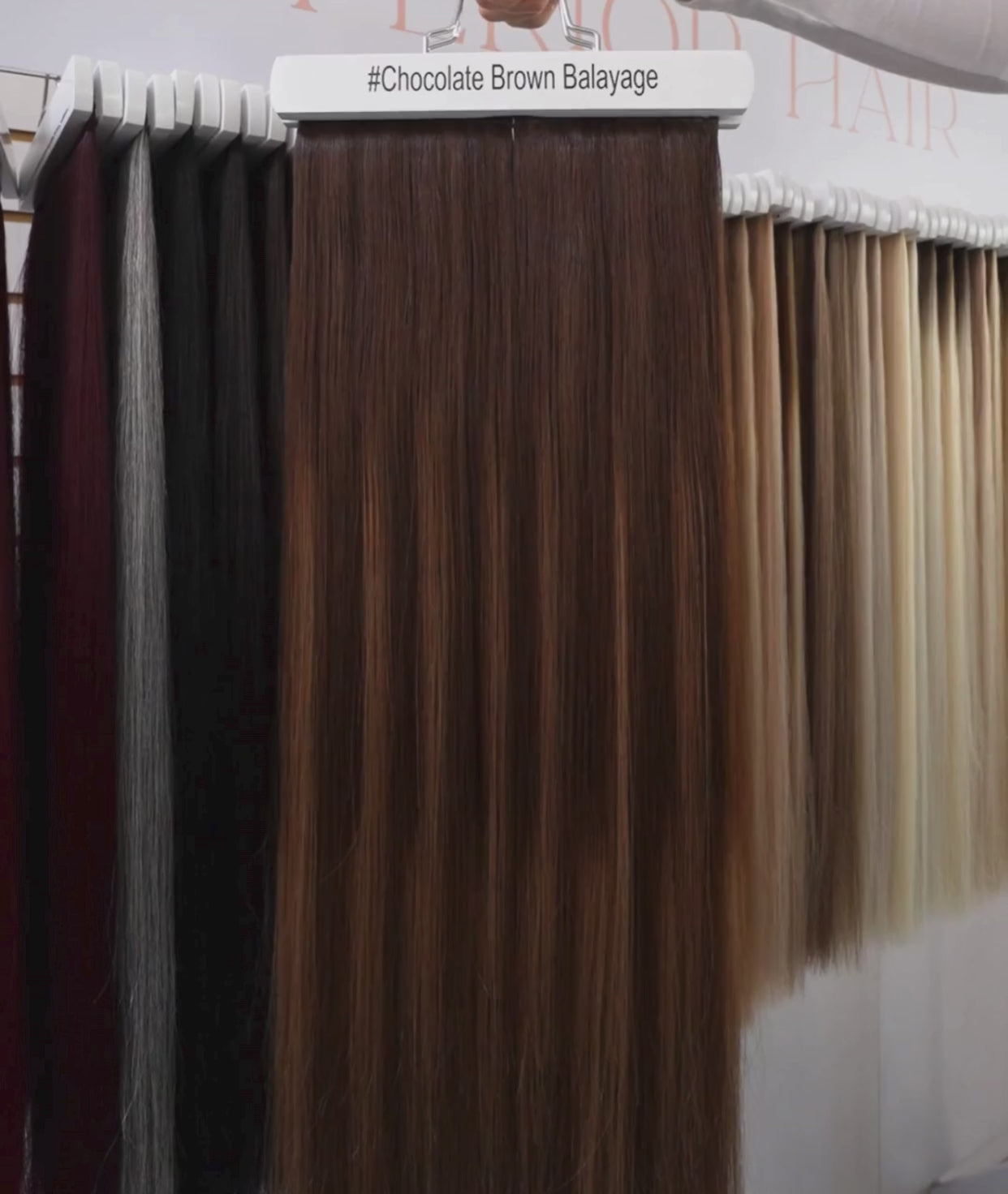 Load video: #Chocolate Brown Balayage Genius Weft Extensions